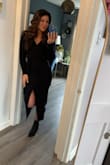This fabric is really great, it is super thick in a good way. It is a wrap dress so you tie it around yourself. I did order a Small and ended up exchanging it for an XS. Wiggle room with sizing since you tie it around yourself. - Morgan J.