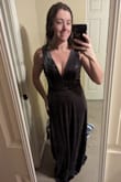 This dress is very soft and comfortable! I run between a M & L (depending on the material) and glad I picked the M. It fits perfectly!! It's a bit long (I'm 5'5") so I need to get it hemmed. But it's so comfortable, I love it! Only thing is it's a bit darker in person so I'm a bit sad it isn't more purple. It's more of a dark grey in person. - Stephanie B.