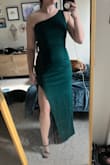 High-quality material. A little long but it will be fine once I have heels on. Fits true to size and I feel very comfortable in this dress! - Sarah W.