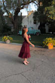 Wore this dress to an outdoor wedding and received tons of compliments the whole night! Great quality, the material felt comfortable and wasn't itchy at all. The layers with the polka dots were such a cute detail. I have a small chest, wide hips, and an athletic build. The shoulder straps were adjustable. The dress fit perfectly in all the right places. Absolutely no complaints whatsoever. - Miranda C.