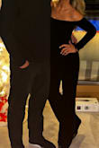 I loved this jumpsuit! I ordered it 2 days before New Year's Eve and was worried it wouldn't arrive on time, but it did. It was perfect. Can't wear a bra with it as the back is open, except for the bows, which my husband and girlfriends said was the best part. [However], I wore the "petals", and it was fine. I have really good luck with all Lulu jumpsuits. - Christy N.