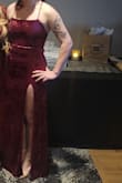 This dress is the perfect amount of sexy. The crushed velvet is beautiful and overall, the dress is very well made. I was right on the cusp of a medium vs a large and I was happy that I went with the medium. It fits perfectly. - Ashley C.