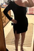 I normally order a small in dresses but ordered a medium to ensure the bust area would fit nicely as I am a 32DDD. I had to pay a tailor $40 to take it in. The sleeve is also too long, they are taking that up 1" as well so it doesn't look sloppy. The length, waist, and hips are perfect. Pic is before alterations. You can see the extra fabric under the sleeveless side. I also had the long sleeves cuffed in this picture. - Dawn S.