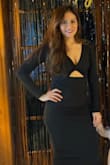 A sexy black dress perfect for a night out. The material is stretchy, a bit thin but it still looks good! - Claudia R.