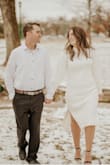 Perfect dress for my recent engagement shoot. The dress was thicker which was nice for the winter weather. Also, with the thickness it wasn't see through which I appreciate. The dress was looser but also fit my curves in the best way. I was very pleased with this purchase! - Amber C.