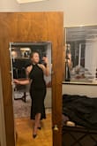 This dress was perfect! I got it for a wedding and I will definitely be wearing it again. I'm between a size 6 and an 8 and was nervous buying this because sometimes a medium is too small but it fit like a glove and was so flattering and very comfy. A stretchy fabric but it hugs you in the right places! - Megan D.