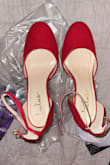I'm normally a size 9, but when it comes to heels, I always size down because they seem to fit larger than usual. I ordered an 8.5, and they fit great! I have no complaints. The material looks stunning, and the shine on the heel makes the heel pop even more. I only walked around for a little, but my feet felt fine after!! Definitely a must. I bought these for Valentines Day. They made my black dress look even better and ughhhhhh so beautiful. - Adrienna M.