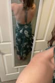 I love this dress! The color is beautiful, and it fits true to size. Sometimes I struggle with finding dresses that fit my bust properly because I'm a 36D, but this works great. I could see it potentially gapping on the sides if you are smaller-chested. The back is my favorite part. - Sally T.
