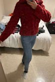 Great quality and super chic! It can dress up any outfit! I wore it out for dinner with some casual jeans, tennis shoes, and red lipstick and got lots of compliments. It's true to size however if you are gonna wear it with a thicker sweater underneath, I'd size up. The color is just like the photos. :) - Valery T.