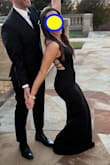 I am obsessed with the dress. I wore it for a black tie wedding and it was soo flattering and I received so many compliments. Perfect amount of classy and sexy. Sorry, this was the only photo I have that shows the dress. - Lauren O.