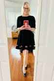 I love this dress, it looks classy and professional and is super comfortable! Perfect for fall/winter work, an event, or funeral. The top does have a little extra room and the arms are roomier than I would like, but a S was way too small. I'm usually a M in dresses so I would say it fits true to size. - Jennifer C.