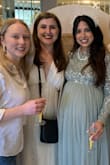 I got this dress for a cream and gold-themed baby shower. I wore a cream cardigan over top because it's cold out here in Chicago. It worked well. I was worried I wouldn't feel confident in it because I've gained some weight recently, but this dress was perfect. The chest area was a little loose, but if you're just hanging around drinking at an event, it works fine. Pic is hard to see but the only one I had. - Erin W.