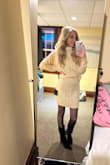 I purchased these for a work Christmas Party. I love the material, and they fit true to size. My calves are so tiny. I usually don't like boots like this because it makes my legs look worse lol, but I think these make them look nice. - Brianna S.
