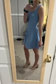 I love this dress. It fits like a glove, the fabric is thick so it's not see-through and it gives the skirt some awesome volume. It makes me want to twirl around in it! The fabric is a little more on the casual side, which also means it's very comfortable. Would recommend it in any color. - Leah G.