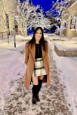 I totally loved this black and white plaid mini skirt. Even though the weather was cold, because of the fabric it didn't bother me at all. I just loved how I looked in these pictures wearing it. It looks chic!! - Juniel R.