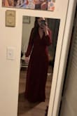 I bought this dress as my maid of honor dress for my mom's wedding. I couldn't be more happy with the fitting of this dress. it hugs everything perfectly! I will say that the dress is very long. I am 5'5" and am pictured in 3" heels. I will be taking it to a seamstress to hem it up! - Tenley E.