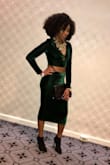 This outfit was everything I thought it would be and more! Fit like a glove, and it's so stylish (Velvet is back!). I couldn't wear a bra with it because of where the triangular cut is, but it worked!! I would definitely recommend! No complaints! - Charika T.