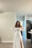 Wore this dress for our engagement pictures, and it was absolutely beautiful. Could've gotten away with a small, but loved the sleeves and the flowy detail of the skirt! - Katie B.