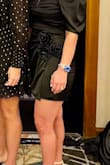 Love this skirt. Fits perfectly and makes your butt look good. Not too short which is nice considering I wore it to a work event. Two thumbs up. - Victoria V.
