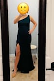 The material is nice and heavy, also stretchy. I must be between sizes as the small was a little tight. Will need to try a medium. I'm short, so this would need to be shortened.  I'd also shorten the shoulder strap too, to give it a smoother fit over the bust.  The zipper works great if the dress off me but I struggled to zip it up with me in the dress. - Denise T.