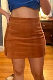 I was a little nervous since this isn't lined but it fit well. It is snug at the waist (but comfortable) and gives room for my hips. A very cute color and material in person! - Jennie R.