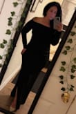 Hugs all your curves. The slit is perfect, not too high. The dress is beautiful! - Mariana Z.