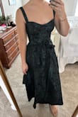 I absolutely love this dress!! Just as pictured. Perfect for a fall wedding I am attending. 5'3 and 130lbs and 32B. Pictured in a Small. Fits a little large in the cups for me but nothing major. Definitely true to size! I had tried an XS, but it was way too tight in the ribs. - Nicole D.
