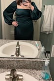 This dress is absolutely gorgeous. The color is rich, and the fabric feels high quality. The neckline is very flattering. It does run slightly large, and the sleeves are very "balloon-ish", so keep that in mind if that style is not for you. Love this dress! - Dani L.