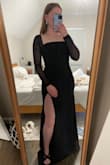 This is the perfect black tie wedding, fancy dinner or gala event dress! I love the fit, it makes me feel confident and sexy by hugging my curves but not being too tight. The sleeves are amazing and add a fun element to the look. - Sydney P.