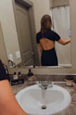 This is such a unique design, great material and SEXY! It's a little longer than I'd like. It does show a small portion of my side boob but barely, and I'm still obsessed. - QUICHEA H.
