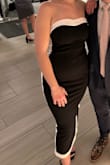 Love this dress! I ordered several options for a work banquet and this one was perfect! It fit well, was a touch loose up too but nothing that bothered me. I got so many compliments all night! I didn't get a great picture of the dress but included one! - Jolissa Y.