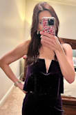 The color of this velvet piece is perfect for winter/fall events. It is just the right amount of sexy and still so classy and comfortable. I'm excited to wear it. - Katherine S.