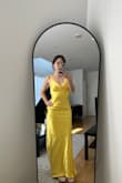 It's soo gorgeous and fits great (just a lil too big in the bust area but I'm a small gal). Wish the color was less bright; it looks a little costumey - Maria R.
