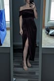 I ordered this dress for a formal, winter wedding. Although it fit me well and was VERY comfortable, I just don't have enough up top to keep it from slipping down. I also found the top arm thing a bit loose, so it would slouch down unless I kept my arms away from my sides slightly. Would probably be better on someone with slightly wider shoulders. I wouldn't have had to hem it though! - Gretchen V.