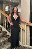 I loved this dress! I ordered a medium and a large because I'm in between sizes. The medium fit well; it was just a little tight, so I stuck with the large. Hugs the curves in all of the right places. You cannot wear a bra with this dress. I did buy a low-plunging Spanx bodysuit to wear underneath but didn't end up wearing it. The fabric is thick enough that nipple covers weren't needed. It is VERY long. Even with 4" heels, I had to have it hemmed 4in just so that I would not step on it. I also had the shoulder straps taken in a little so the girls were secure. I hope I have another event to wear this to soon! - Nikki H.