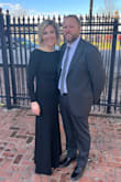 I LOVE this dress! Fits perfectly! Although I do not have a picture of the back, the dress is stunning! I wore it to a wedding and received a TON of compliments! I ended up getting the dress altered (got the train cut off) and it was still gorgeous!! - Karen S.