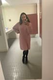 This sweater dress is super comfortable and cute! I usually wear a small, but I saw the reviews that said this runs a little large so I ordered a size down. - Mileena A.