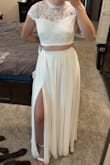 As a bride, I want to wear fun/different outfits for bridal events. I was so excited when I found this set & got it for a pretty good price! I'm 5'9, and the skirt is long on me. I am also small chested, so it is pretty gappy on me up top. Overall, I am still very happy with the purchase; it just needs alterations to fit me better! I'm holding the top in the picture to make it fit better. - Patti B.