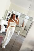 This two-piece suit is amazing! It's high-waisted enough that it doesn't reveal too much of your stomach especially when you sit (no rolls show) and it was extremely comfortable! It's perfect to dress up or wear on the day! Received so many compliments - CARLOS T.