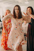 This is a great dress. I could wear this dress without a bra. It has some support and the top is thick enough so as not to cause any issues. I did have to safety pin the top as it was a little too loose and showed more than I wanted it to. The good news is it has room for anyone who has a cup size larger than a C. ;) The color and cut are nice and I feel is very flattering. - Becca E.