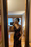 This dress was super pretty! It's relatively comfortable and a bra wasn't necessary. The straps are a little wonky due to the material of the dress, but it's not too noticeable because of the dark color. The zipper is a little bulky, too. However, overall I love the dress and it's perfect for many different occasions. - Emi C.