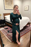 I bought this dress for my upcoming winter baby shower. I love how soft and stretchy it is so I know it will fit even as my belly continues to grow. I'm usually a medium but bought a large due to pregnancy. - Valerie K.