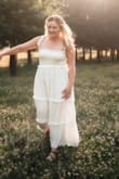 Wore for my engagement photo shoot in a flower field! It was perfect!! Not see-through, soft, and gave plenty of movement for the pictures. You will have to wear a strapless bra or sticky boobs. - Nicole F.