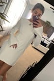 This dress is perfect for my rehearsal dinner. The quality is great, and the bow was of very good structure and quality. I was afraid the bow would be flimsy, but it's not. I gave the dress and ironing, and I'm obsessed! - Rachel D.