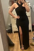 I love the material! It is thick and feels great on the body. I'm in between a M/L right now so opted for the L. The straps are a bit loose, but after alterations, it will fit perfectly. I probably could've gotten the medium, and it would've worked out great. In the picture, I've pinned the straps. - Danielle F.
