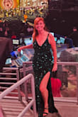 I bought a medium, and it fit nicely everywhere, except the straps were too big. The sequins weren't itchy/hard and that was nice, but they also flaked off all night. Not sure I would recommend it for that reason alone - Brittany S.