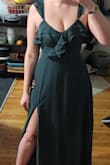 Fit was good, but it looks too much like a bridesmaid dress for a wedding guest dress IMO. The skirt made me look large on the bottom, but [the dress] fits my large bust well! - Melanie S.