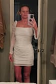 It's a beautiful dress but not appropriate for my age (my opinion only). Fits well though. - Jennifer G.