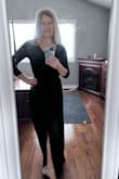Bought this and another dress to wear to my husband's awards ceremony at the GG. Will be wearing this one. It's so versatile. I feel like I can dress it up for the ceremony, but it's a nice lightweight fabric. I can wear it as a basic black dress to a wedding or other less formal event. The fabric is a slightly lighter weight material but in no way see-through, so I feel it will be fine. I purchased a size up from my usual xs, as I wanted to wrap it tighter so that it didn't plunge too low in the front. I will likely pin the front on the day of, just in case, but it doesn't reveal too much. Although I'm shorter with a small heel, I don't feel like I'll be tripping on the dress, so I'm happy I won't have to have this hemmed. - Kerri-Lea S.