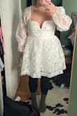 So the reviews about the scratchy strange seams are true. I'm definitely an hourglass shape and this dress would have been cute a smidge smaller in the waist but then the boobs were weird. The design made them look flat. Yes, I tried it on in my leggings. - Kelly S.